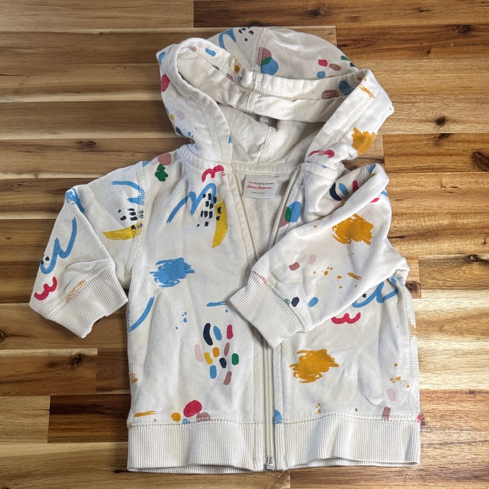 Hanna Andersson Artistic Print Baby Shaping Up Hoodie in Cream